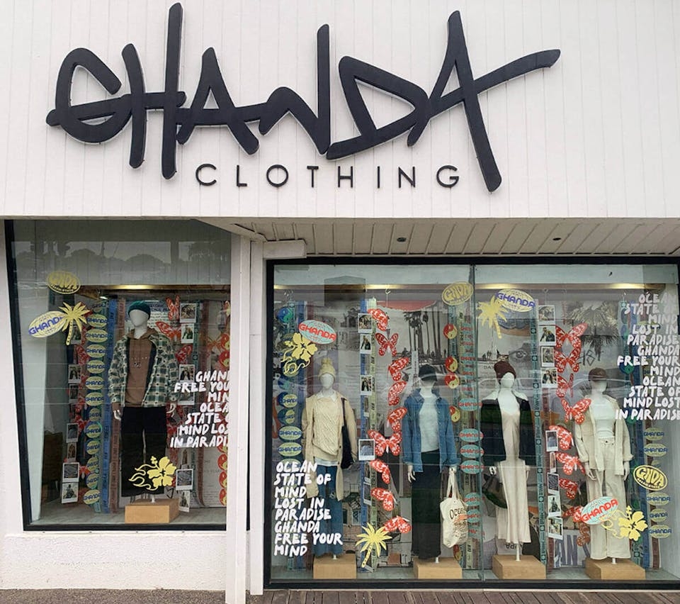 Image of Ghanda Clothing store window display